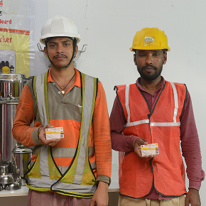 workers received BOCW registration cards and safety kits