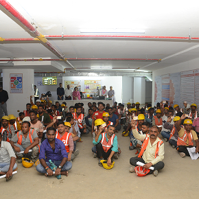 construction workers reach